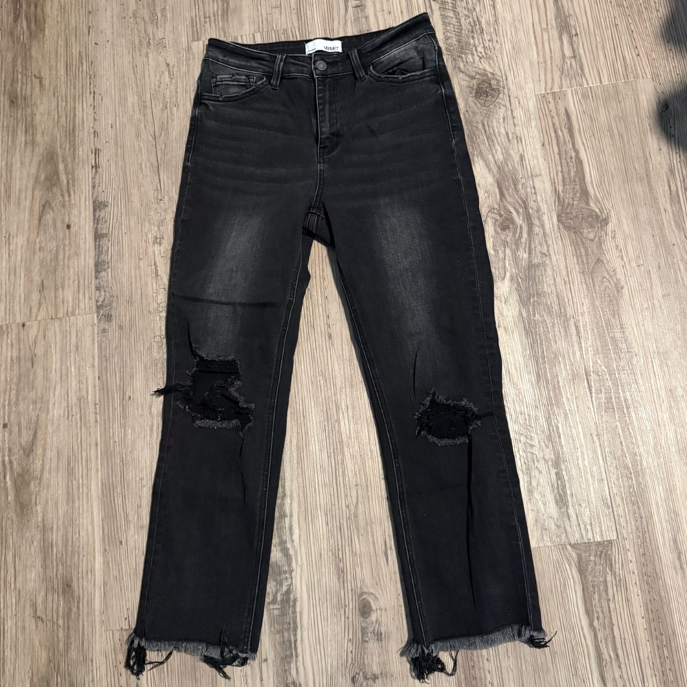 Velvet Black Distressed Ankle Jeans